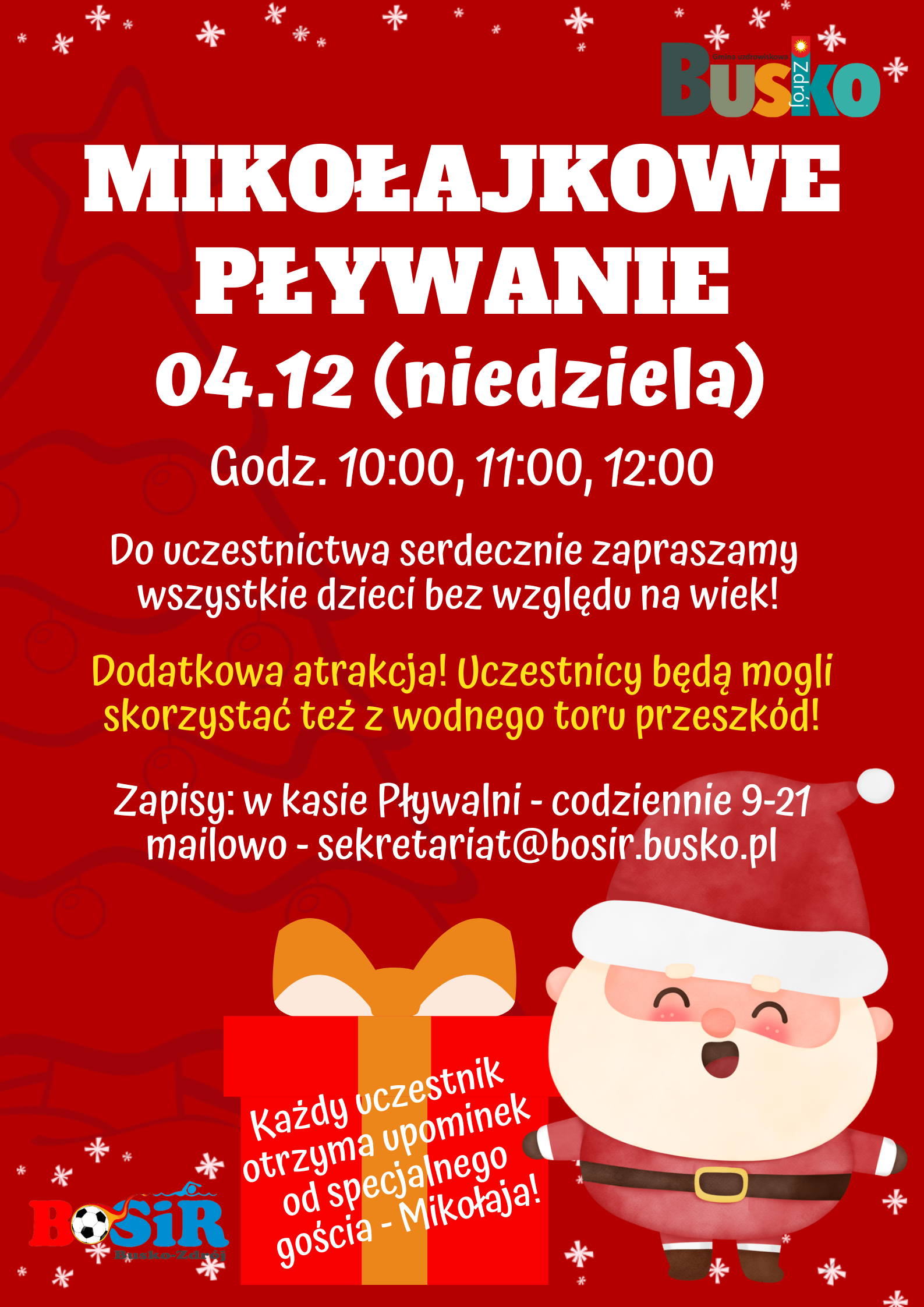 Zapraszamy na Mikołajkowe Pływanie!